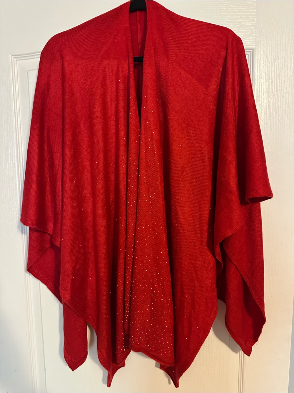 Simply Noelle Red Cardi Wrap Poncho Sweater NWT One Size Sparkle